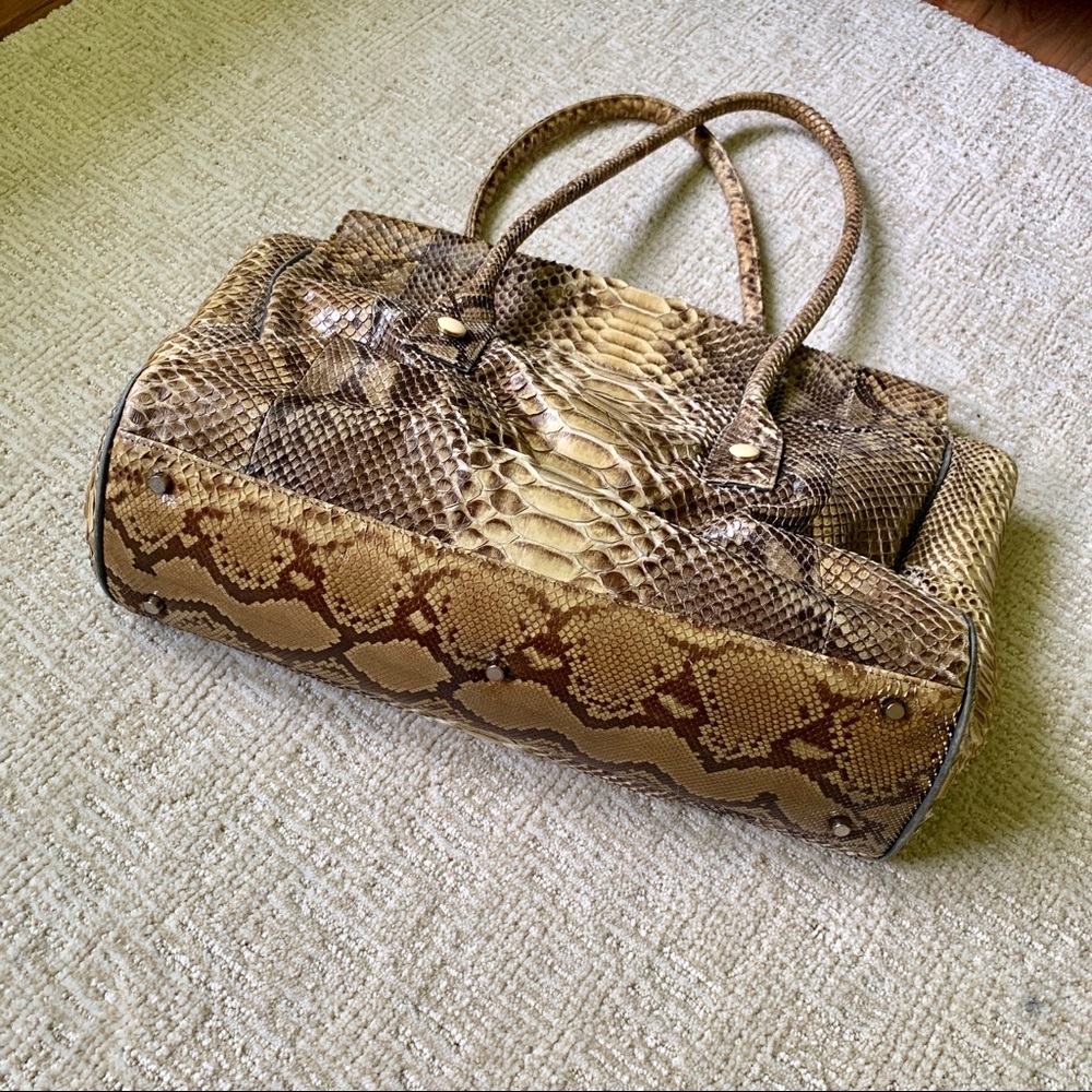 Natural Metallic Python Tote Handbag - image 5